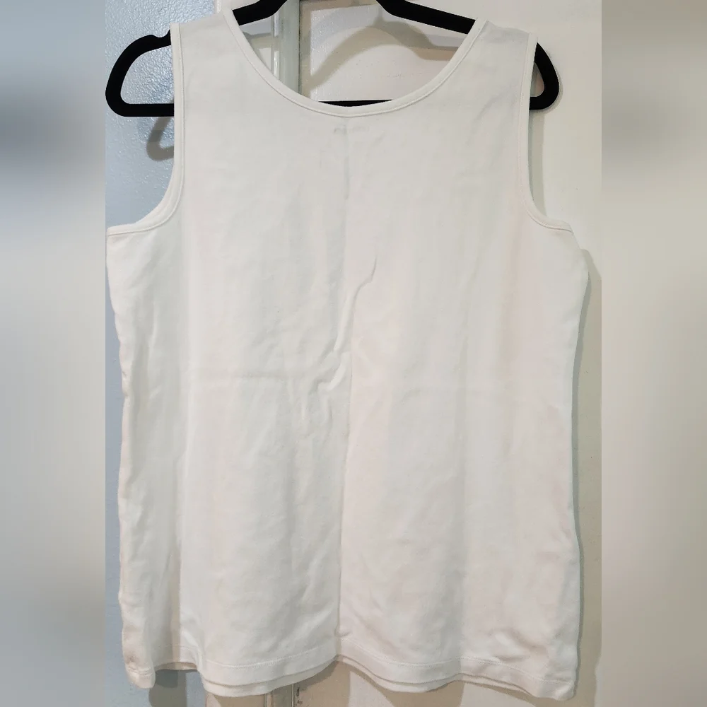 Women's Lands' End White Tank Top, Size L - Picture 6 of 7